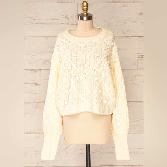 Ivory Pompom Sweater - Picture 1 of 2
